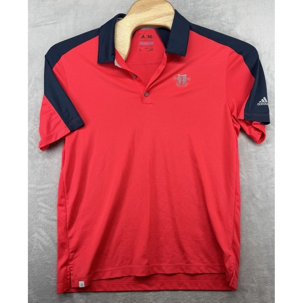 Adidas Climacool Polo Shirt North Stone CC Red Blue Men's Size L